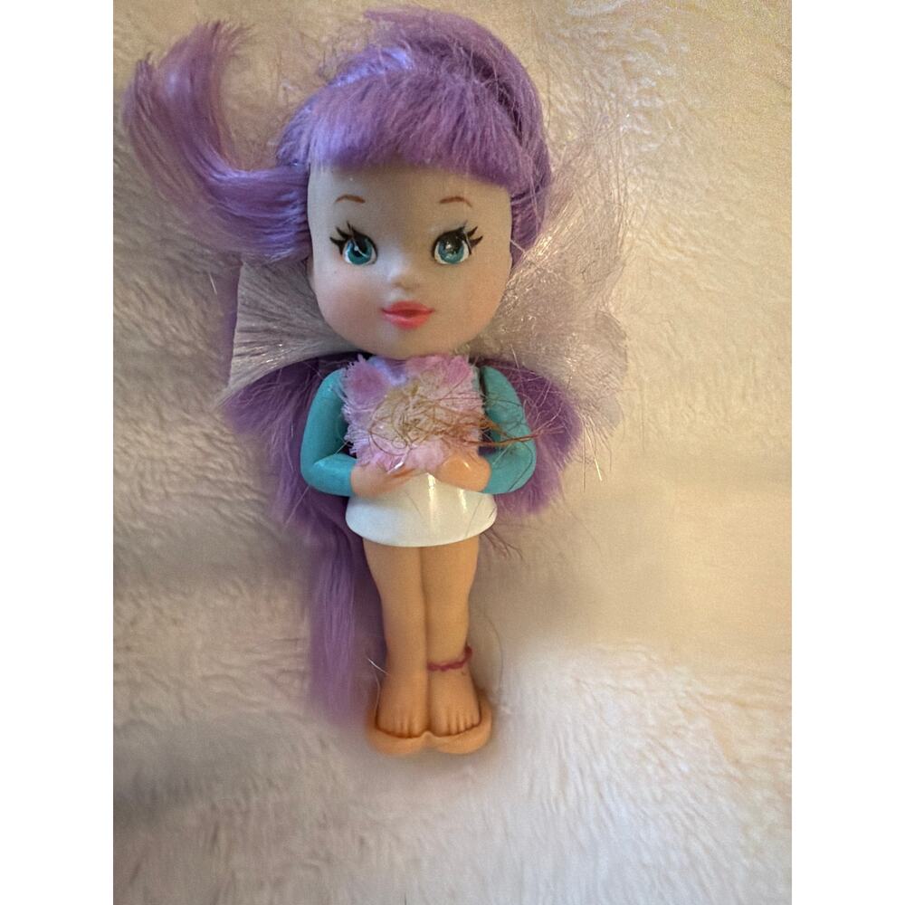 Vintage 1995 Toymax Everglo Angel Doll Purple Hair Blue Eyes Fairy Figure